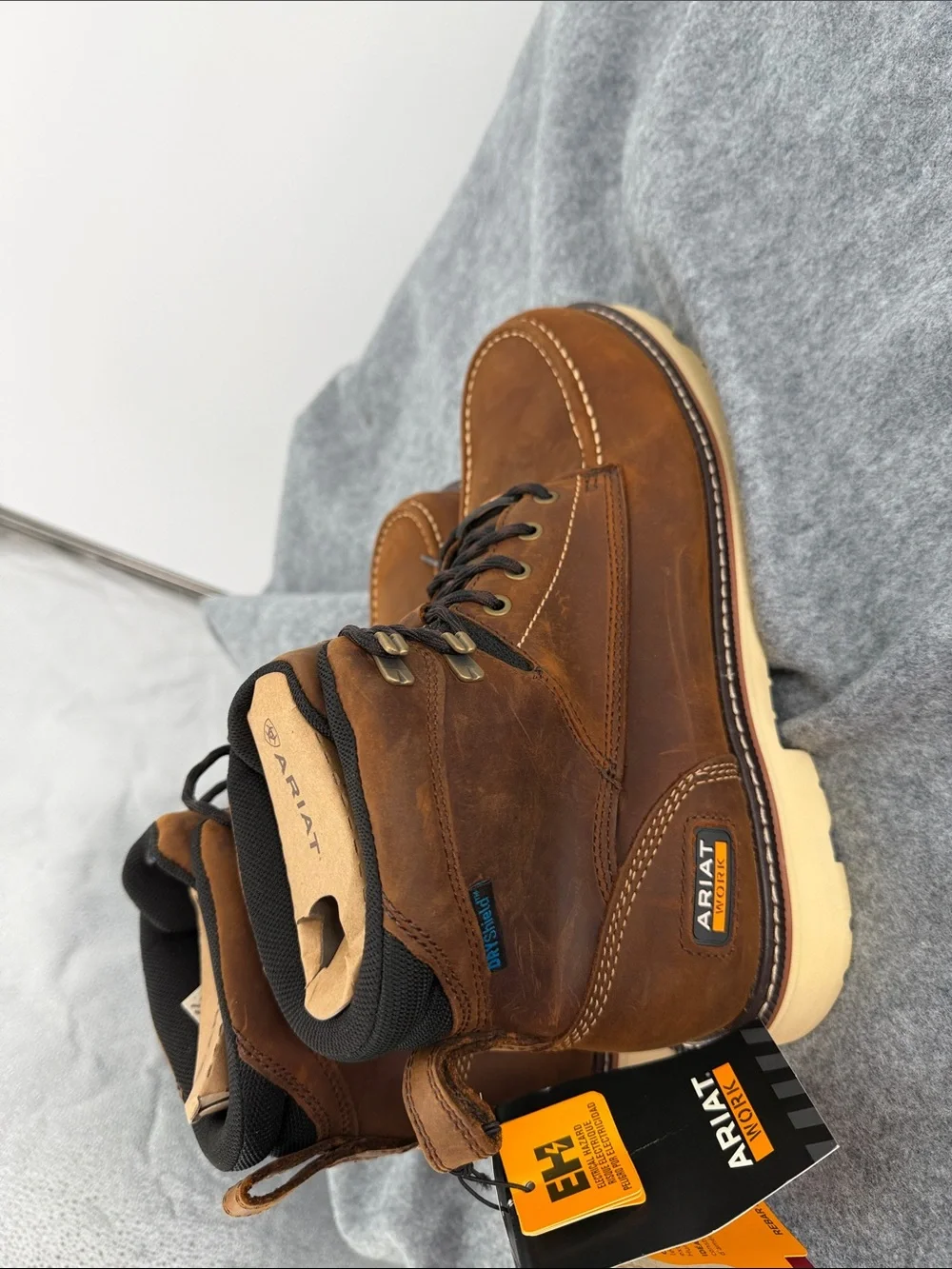 Ariat Work Rebar Lift dry shield slip resistant   Leather Lace-Up Work Boots NWT